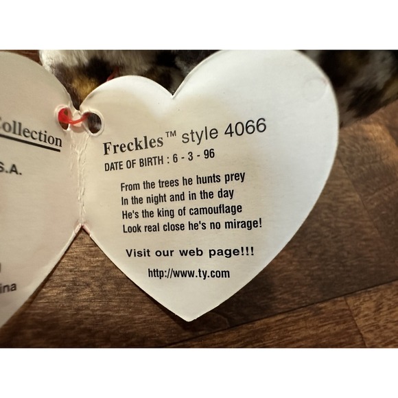 Ty Beanie Babies Freckles the Spotted Leopard Plush Toy - 4066 RARE WITH ERRORS - Picture 12 of 15